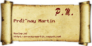 Prónay Martin névjegykártya